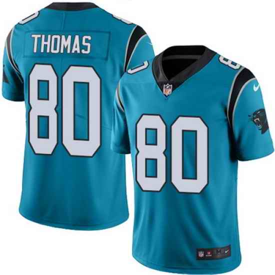 Nike Panthers #80 Ian Thomas Blue Mens Stitched NFL Limited Rush Jersey